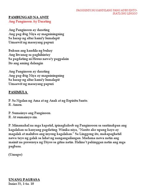 Pagdadasal at pagsisindi ng kandila .